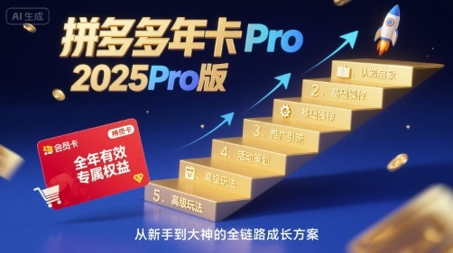 拼多多年卡2025Pro版，五大板块从认知到基础、从推广到活动、从活动到玩法-鼎铸网
