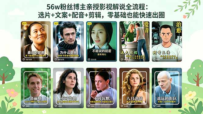 56万粉丝博主亲授影视解说全流程:选片+文案+配音+剪辑,零基础也能快速出圈-鼎铸网