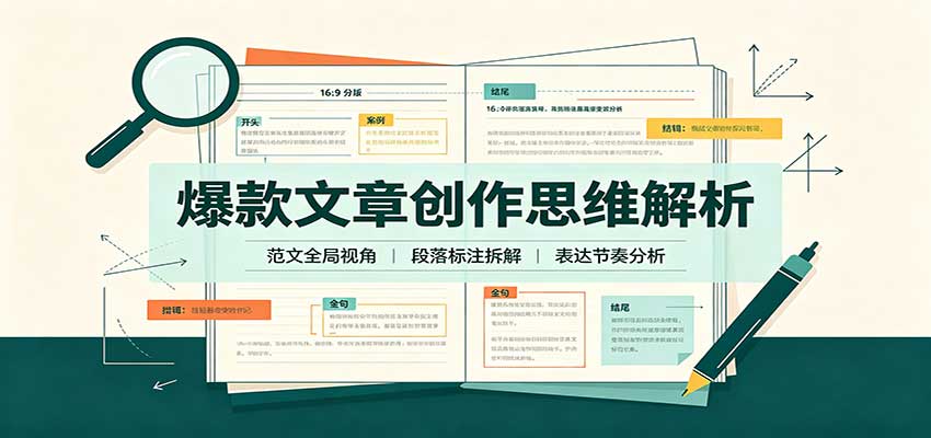 爆款文章创作思维解析：全局视角拆解范文，梳理行文逻辑，搭配真实拆文实操案例-鼎铸网