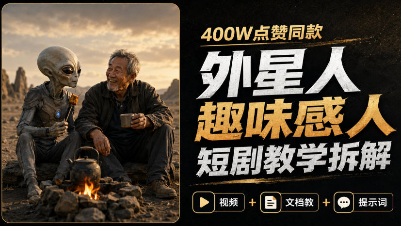 400W点赞同款外星人趣味感人短剧教学拆解，视频+文档教+提示词-鼎铸网
