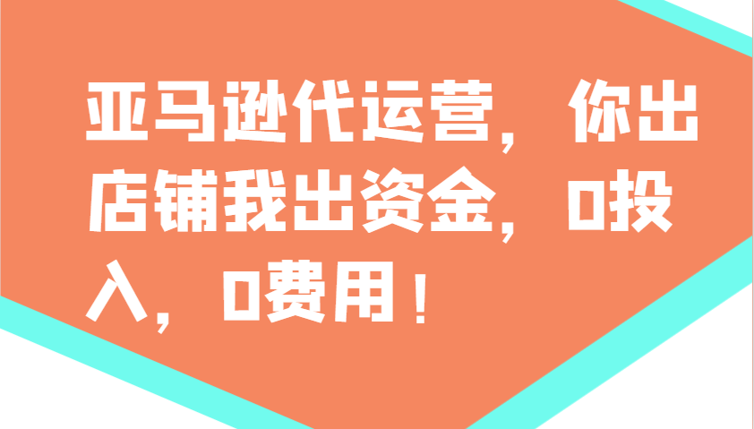 亚马逊代运营，你出店铺我出资金，0投入，0费用，无责任每天300分红，赢亏我承担-鼎铸网