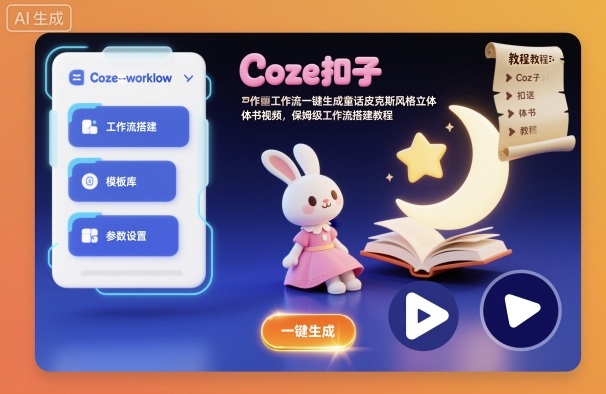 e429feecedb21c2b5e2135d7597d41f9.jpeg Coze扣子工作流一键生成童话皮克斯风格立体书视频,保姆级工作流搭建教程