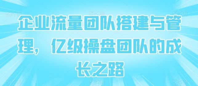e4982b1928b2a1bb93d78d26e06f5b38.jpeg 企业流量团队搭建与管理,亿级操盘团队的成长之路
