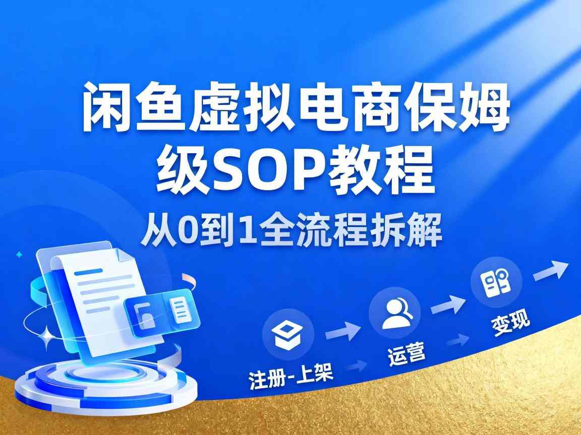 闲鱼虚拟电商，月入轻松过1W，保姆级SOP教程-鼎铸网