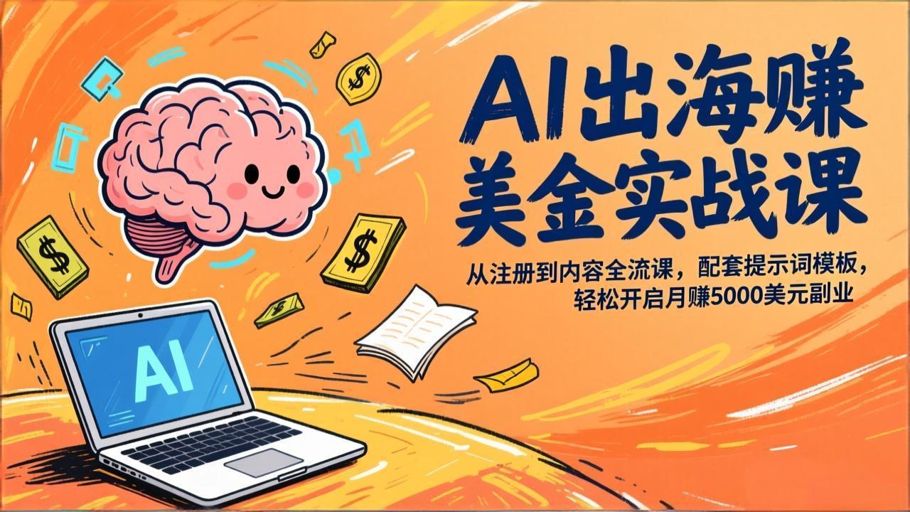 e5de3f045bc3bf217b32cc96a94e182a.jpeg AI出海赚美金实战课,从注册到内容全流程,配套提示词模板,轻松开启月赚5000美元副业