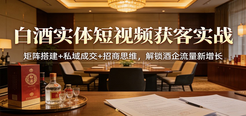 白酒实体短视频获客实战：矩阵搭建+私域成交+招商思维，解锁酒企流量新增长-鼎铸网