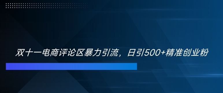 e697585b2e7eb9c580acb35c8b1a0d98.jpeg 双十一电商评论区暴力引流,日引500+精准创业粉【揭秘】