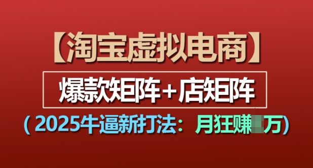 淘宝虚拟电商，2025牛逼新打法：爆款矩阵+店矩阵，月入过万-鼎铸网
