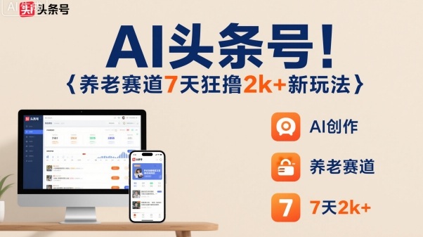 e80e2ba10b14c758f69ef439e011855b.jpeg AI头条号,7天狂撸2k+,做养老赛道,新风口新玩法