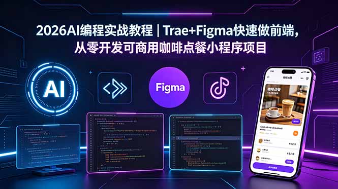 2026AI编程实战教程|Trae+Figma快速做前端,从零开发可商用咖啡点餐小程序项目-鼎铸网