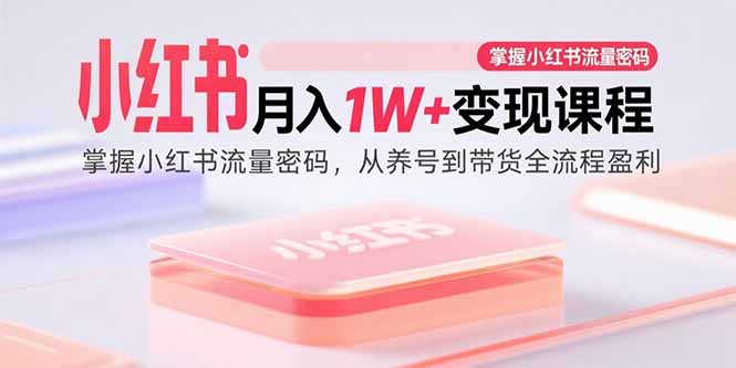 小红书月入1W+变现课程:掌握小红书流量密码,从养号到带货全流程盈利-鼎铸网