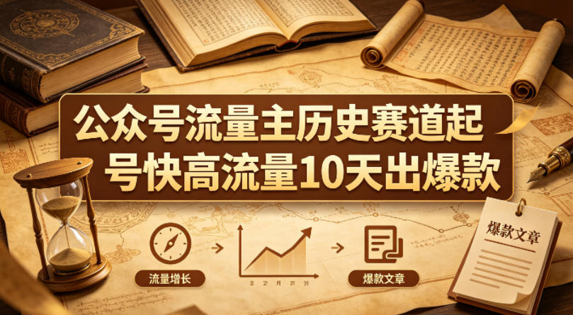 公众号流量主之历史赛道,起号快+高流量,10天就能出爆款!-鼎铸网