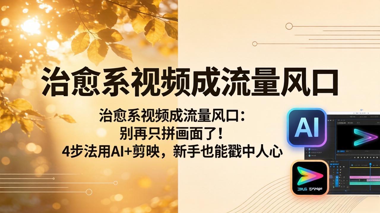 治愈系视频成流量风口:别再只拼画面了!4步法用AI+剪映,新手也能戳中人心-鼎铸网