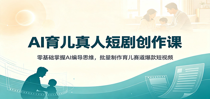 AI育儿真人短剧创作课:零基础掌握AI编导思维,批量制作育儿赛道爆款短视频-鼎铸网