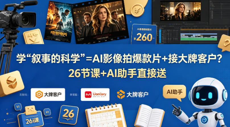 e90cc3dc64b3e7c2a22c3ad33cfa352e.jpeg 学《叙事的科学》=AI影像拍爆款片+接大牌客户?26节课+AI助手直接送【原创双语字幕】