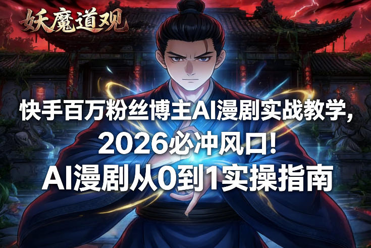 e9652b1f5ac1c4cd510f82c335900aff.jpeg 快手百万粉丝博主AI漫剧实战教学,2026必冲风口!AI漫剧从0到1实操指南