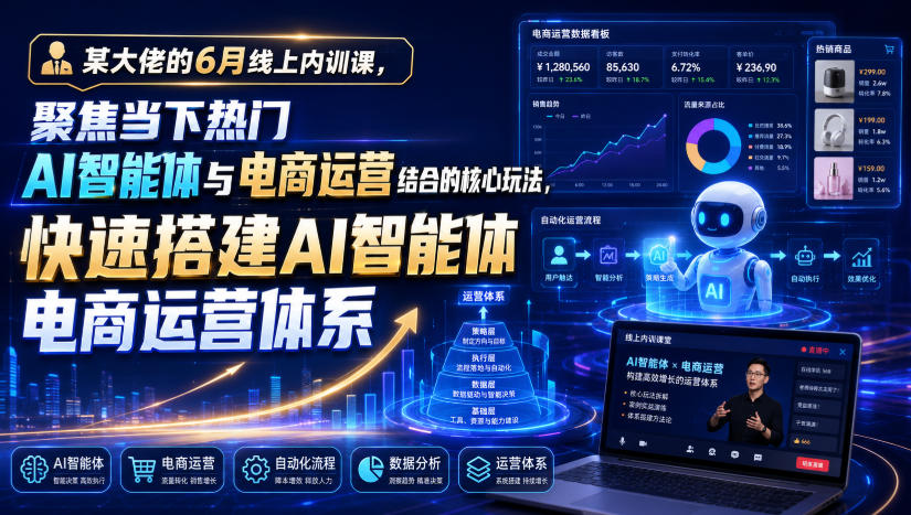 e98063ea6964ccc212538e279c077611.jpeg 某大佬的6月线上内训课,聚焦当下热门AI智能体与电商运营结合的核心玩法,快速搭建AI智能体电商运营体系