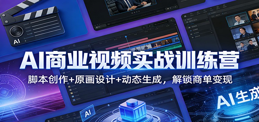 AI商业视频实战训练营：脚本创作+原画设计+动态生成，解锁商单变现-鼎铸网