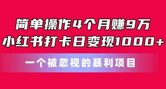e9b09401ba7a02c938852269ad7cb2c8.jpeg 简单操作4个月赚9w,小红书打卡日变现1k,一个被忽视的暴力项目【揭秘】