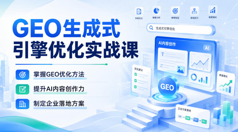 GEO生成式引擎优化实战课，掌握GEO优化方法，提升AI内容创作力，制定企业落地方案-鼎铸网
