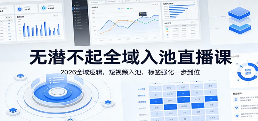 无潜不起全域入池直播课:2026全域逻辑,短视频入池,标签强化一步到位-鼎铸网