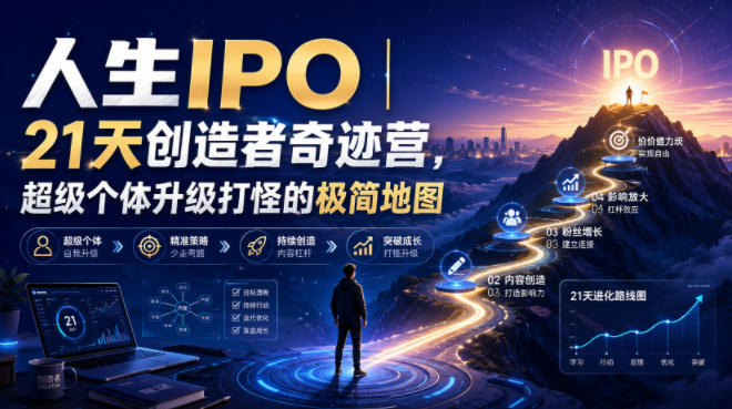 eb0f7648492c09cb5ad6d147faad7a42.jpeg 人生IPO︱21天创造者奇迹营,超级个体升级打怪的极简地图