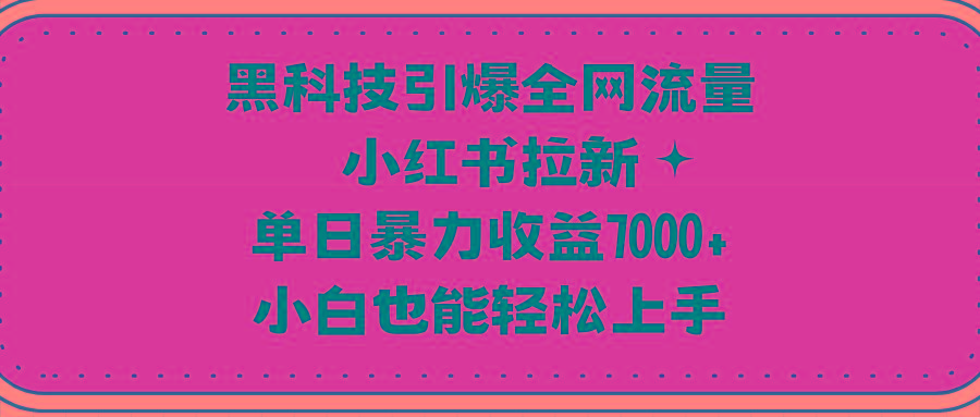 (9679期)黑科技引爆全网流量小红书拉新,单日暴力收益7000+,小白也能轻松上手-鼎铸网