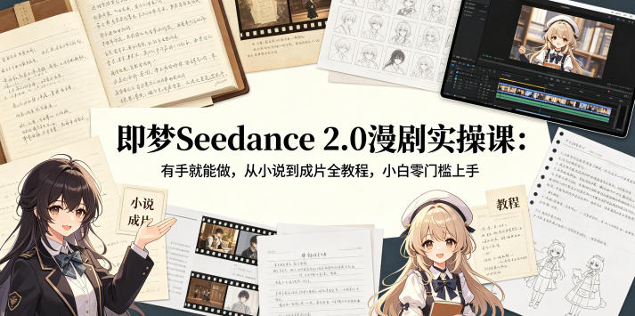 即梦Seedance 2.0漫剧实操课:有手就能做,从小说到成片全教程,小白零门槛上手-鼎铸网