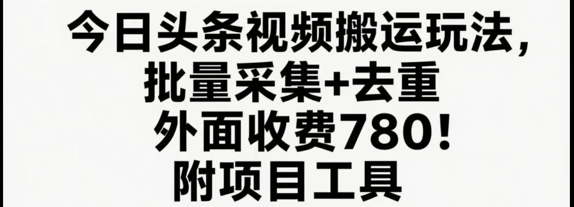今日头条视频搬运玩法,软件一键去重,轻松日入500+附项目工具-鼎铸网