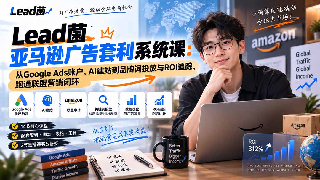 ebc88c75ec7254b58561b2d682031142.jpeg Lead菌亚马逊广告套利系统课:从Google Ads账户、AI建站到品牌词投放与ROI追踪,跑通联盟营销闭环