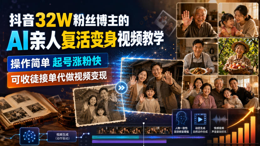 ec65604ce8df7b5d254867809a8c74e1.jpeg 抖音32W粉丝博主的AI亲人复活变身视频教学,操作简单,起号涨粉快,可收徒接单代做视频变现