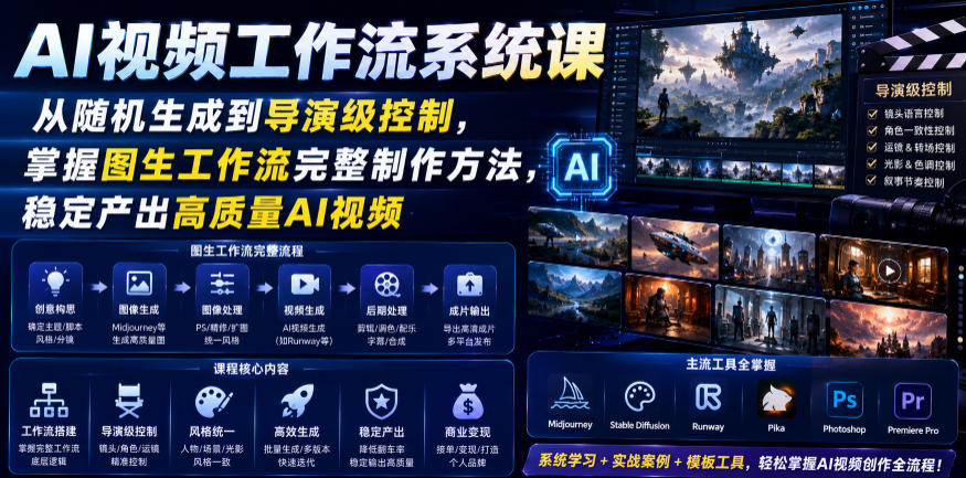 AI视频工作流系统课，从随机生成到导演级控制，掌握图生工作流完整制作方法，稳定产出高质量AI视频-鼎铸网