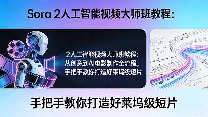 ed0b319dbb59bc09ab97074d544caa3d.jpeg Sora 2人工智能视频大师班教程:从创意到AI电影制作全流程,手把手教你打造好莱坞级短片