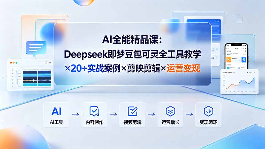 ed0c00f2a3cd04bf34a33061b806cfa8.jpeg AI全能精品课:Deepseek即梦豆包可灵全工具教学×20+实战案例×剪映剪辑×运营变现