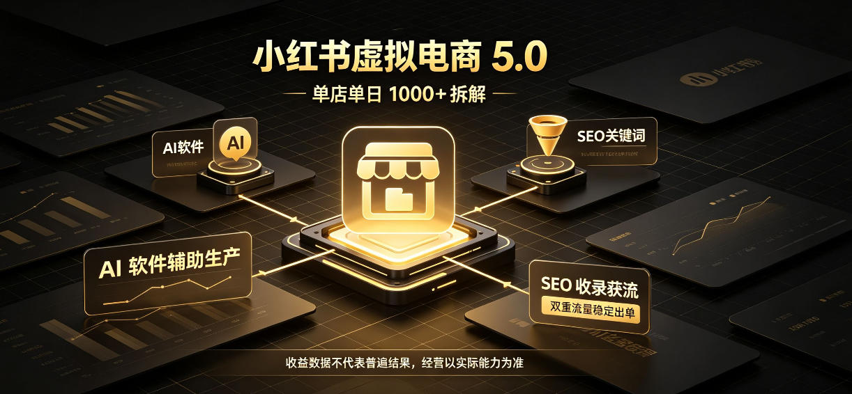 小红书虚拟电商5.0,单店单日1000+,AI软件+SEO收录,双重流量稳定出单【揭秘】-鼎铸网