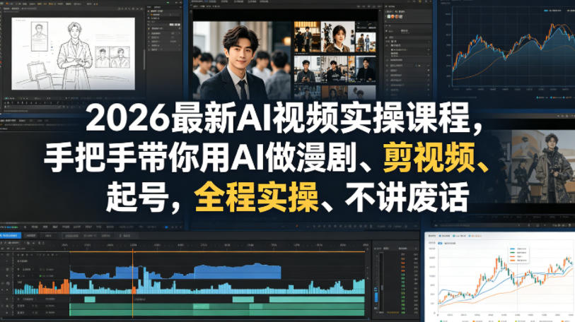 ed61aa15913554a817ba21af4be8625b.jpeg 2026最新AI视频实操课程,手把手带你用AI做漫剧、剪视频、起号,全程实操、不讲废话
