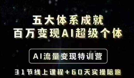 ed6e75482fe530ca0354e23c4b5113b8.jpeg 五大体系成就百万变现AI超级个体- AI流量变现特训营,一步一步教你一个人怎么年入百W