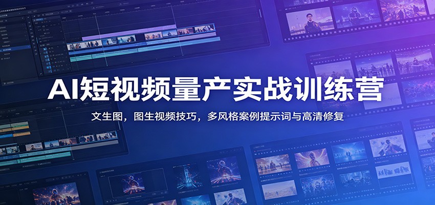 AI短视频量产实战训练营：文生图，图生视频技巧，多风格案例提示词与高清修复-鼎铸网