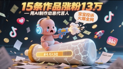 ed8d4970e576a5c73495617fcc754608.jpeg 用AI制作幼崽代言人,宝宝的控诉火爆全网,15条作品涨粉13W,单号月入5位数实操教程