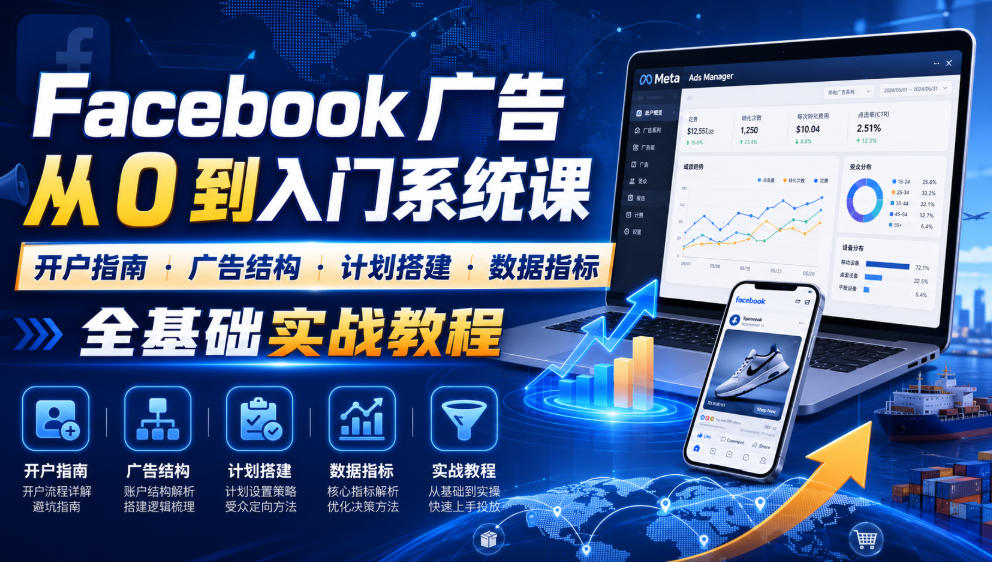 ede234c54029564deec3914fcc83c6b8.jpeg Facebook广告新手从0到入门系统课|开户指南・广告结构・计划搭建・数据指标全基础实战教程