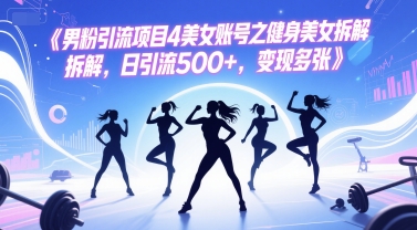 男粉引流项目4美女账号之健身美女拆解，日引流500+，变现多张-鼎铸网