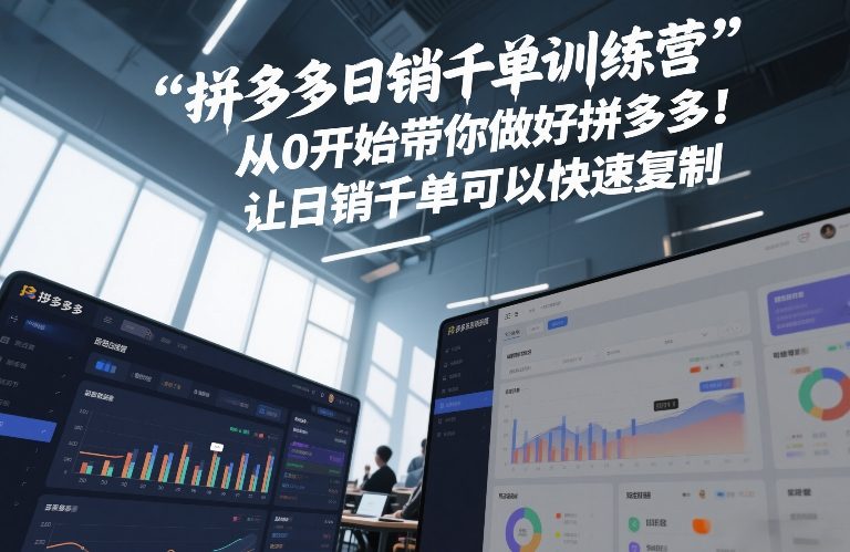 ee80eadf9ad394dbfa63ba699a541c1f.jpeg 拼多多日销千单训练营,从0开始带你做好拼多多,让日销千单可以快速复制(更新26年7月)