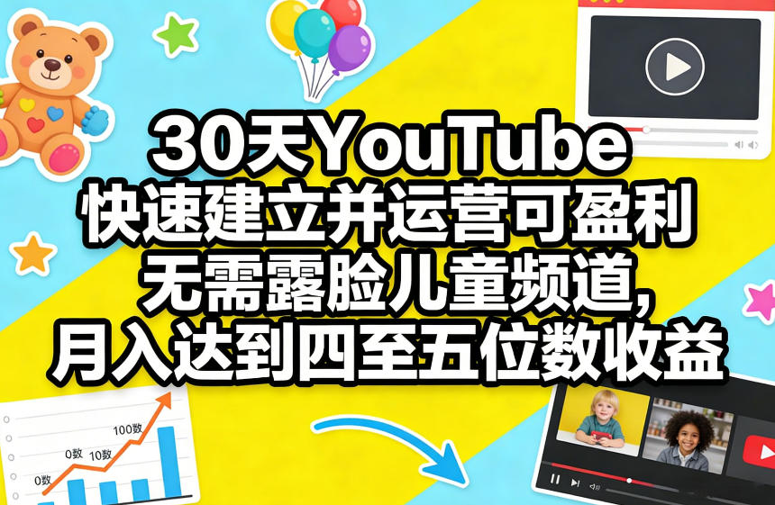 eebf8d80755b3ac161fb9b9d4454dbd7.jpeg 30天YouTube快速建立并运营可盈利无需露脸儿童频道,月入达到四至五位数收益