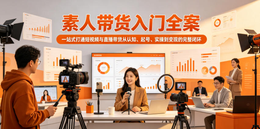 素人带货入门全案,一站式打通短视频与直播带货从认知、起号、实操到变现的完整闭环-鼎铸网