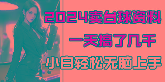 2024卖台球资料，一天搞了几千，小白轻松无脑上手-鼎铸网