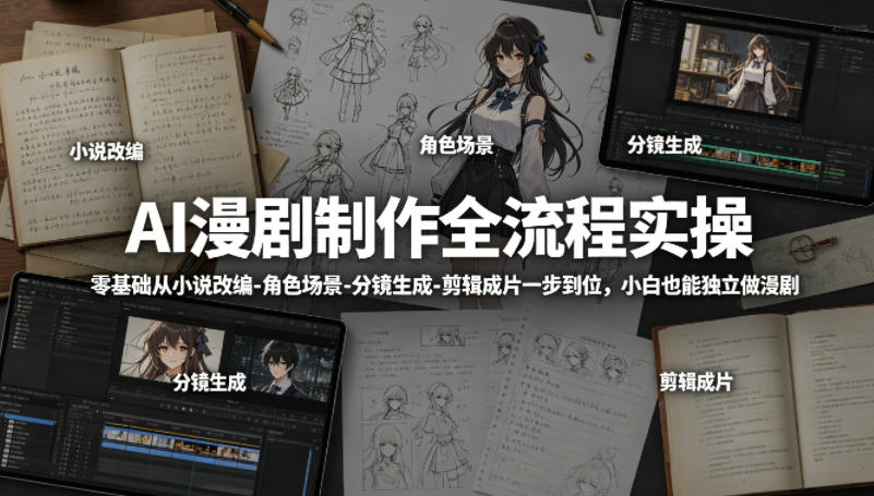 ef1ad507837b3959062b193ead601b23.jpeg AI漫剧制作全流程实操,零基础从小说改编-角色场景-分镜生成-剪辑成片一步到位,小白也能独立做漫剧