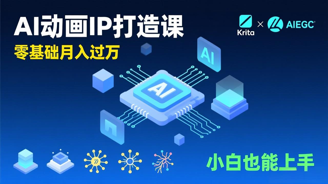 efb8b2812c86512fc88207418ad99b8b.jpeg AI动画新手变现课,Krita+AIGC、模型训练、商单资源,零基础月入过万,小白也能上手