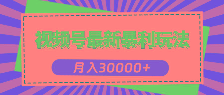 视频号最新暴利玩法，轻松月入30000+-鼎铸网