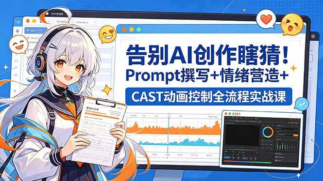 告别AI创作瞎猜!Prompt撰写+情绪营造+CAST动画控制全流程实战课-鼎铸网