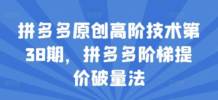 拼多多原创高阶技术第38期，拼多多阶梯提价破量法-鼎铸网